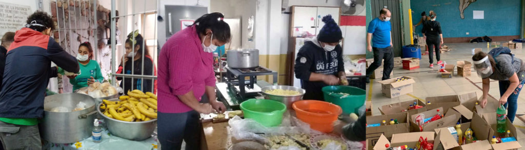 Largas filas para recoger comida en los comedores sociales salesianos de Argentina