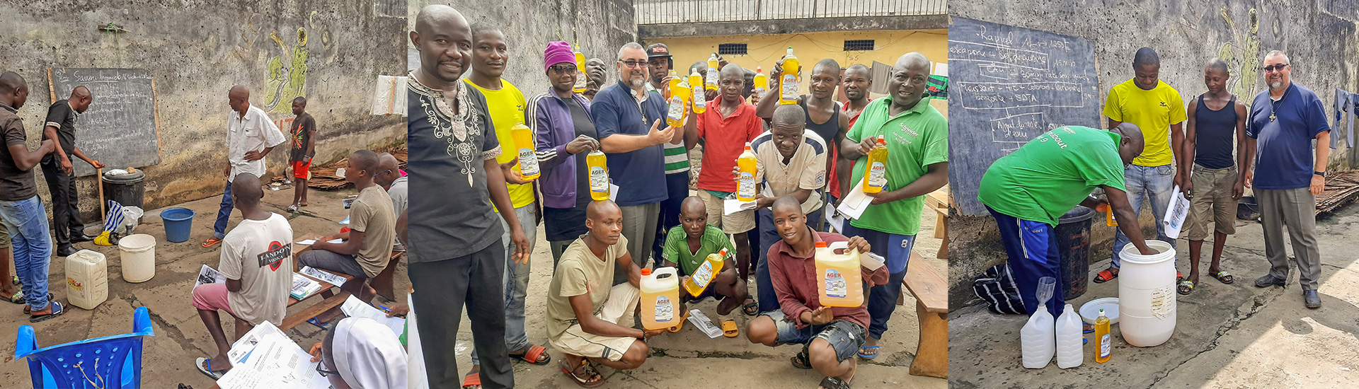 Los reclusos de la cárcel de Ebolowa (Camerún) aprenden a fabricar jabón líquido gracias a Don Bosco