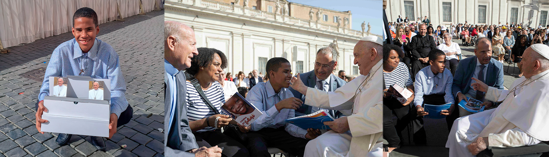 El Papa conoce a los protagonistas de ‘Canillitas’ y bendice la labor salesiana con losmenores trabajadores